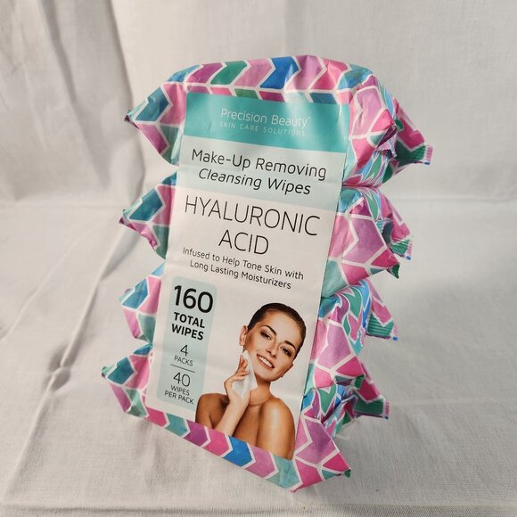 Precision Beauty Make-Up Removing Cleansing Wipes HYALURONIC ACID  4 Packs = 160 - Picture 1 of 7
